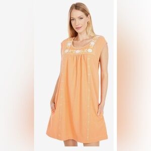 Faherty Luana Dress Womens Small Rhythm Orange Embroidered Cotton A-line Shift
